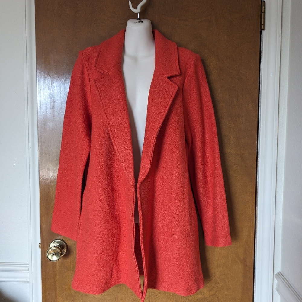 Rachel Zoe Orange Open Wool Blend Coat Jacket